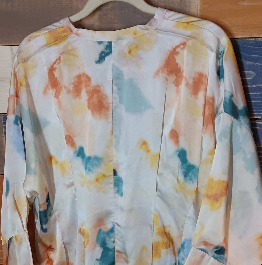 Satin Swinsuit Cover Up. Zapelle 14 Watercolors - Picture 5 of 5